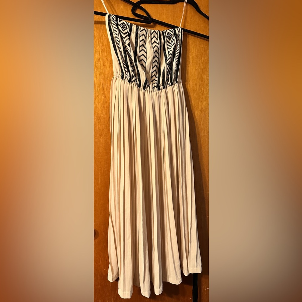 InLuv Strapless Long Light Brown/ Beige Dress Size L Large